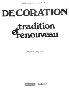 "Decoration Tradition Et Renouveau" 1973 FREGNAC, Claude
