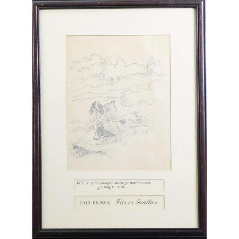 Paul Brown Original Pencil Drawing For The 1946 Scribner's Book "Fur Or Feather"
