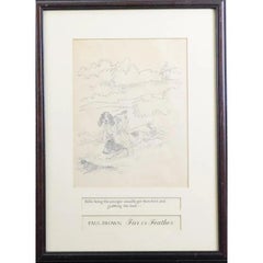 Paul Brown Original Pencil Drawing For The 1946 Scribner's Book "Fur Or Feather"