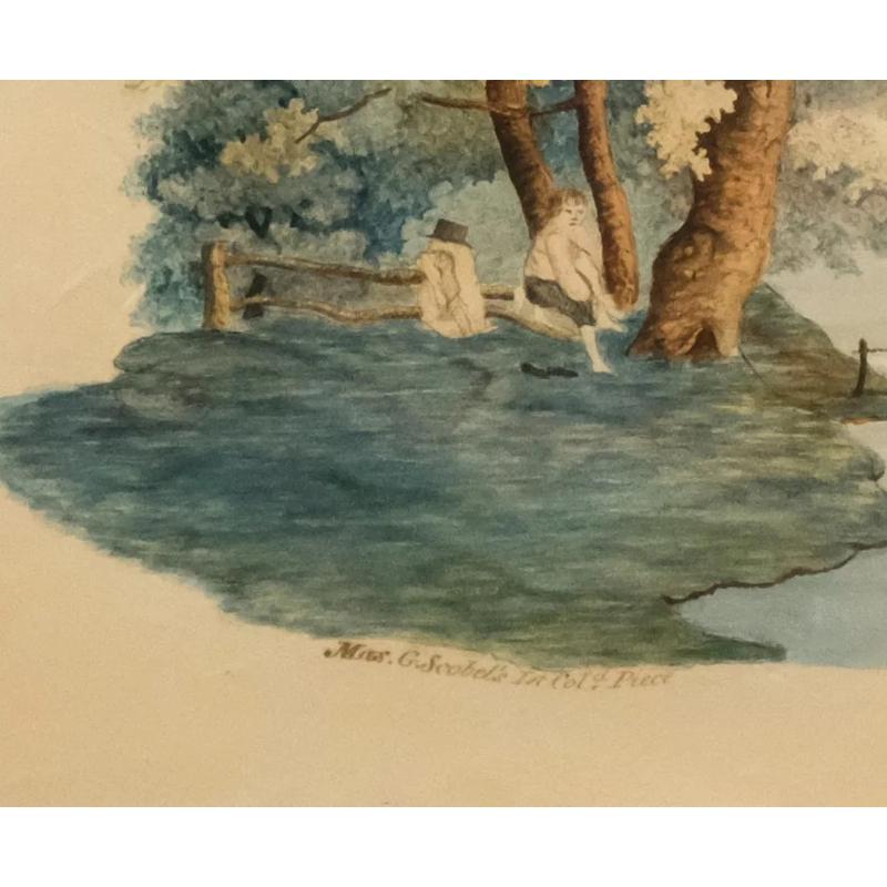 Aquarelle anglaise d'un paysage arcadien du 19ème siècle par G. Scobel en vente 1