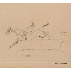 Grand National Steeplechase c1930s Drypoint Vignette By Paul Brown