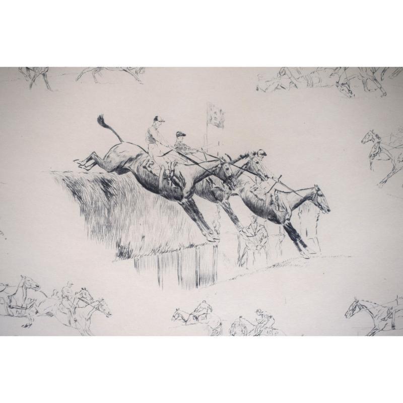 Vignette Grand National Steeplechase des années 1930 à pointe sèche de Paul Brown en vente 2