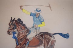 "Paul Brown Polo Player" 1939 Watercolor (SIGNED)