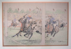 International Polo Goal! at Meadow Brook 1927 Conte Crayon Drawing by Paul Brown