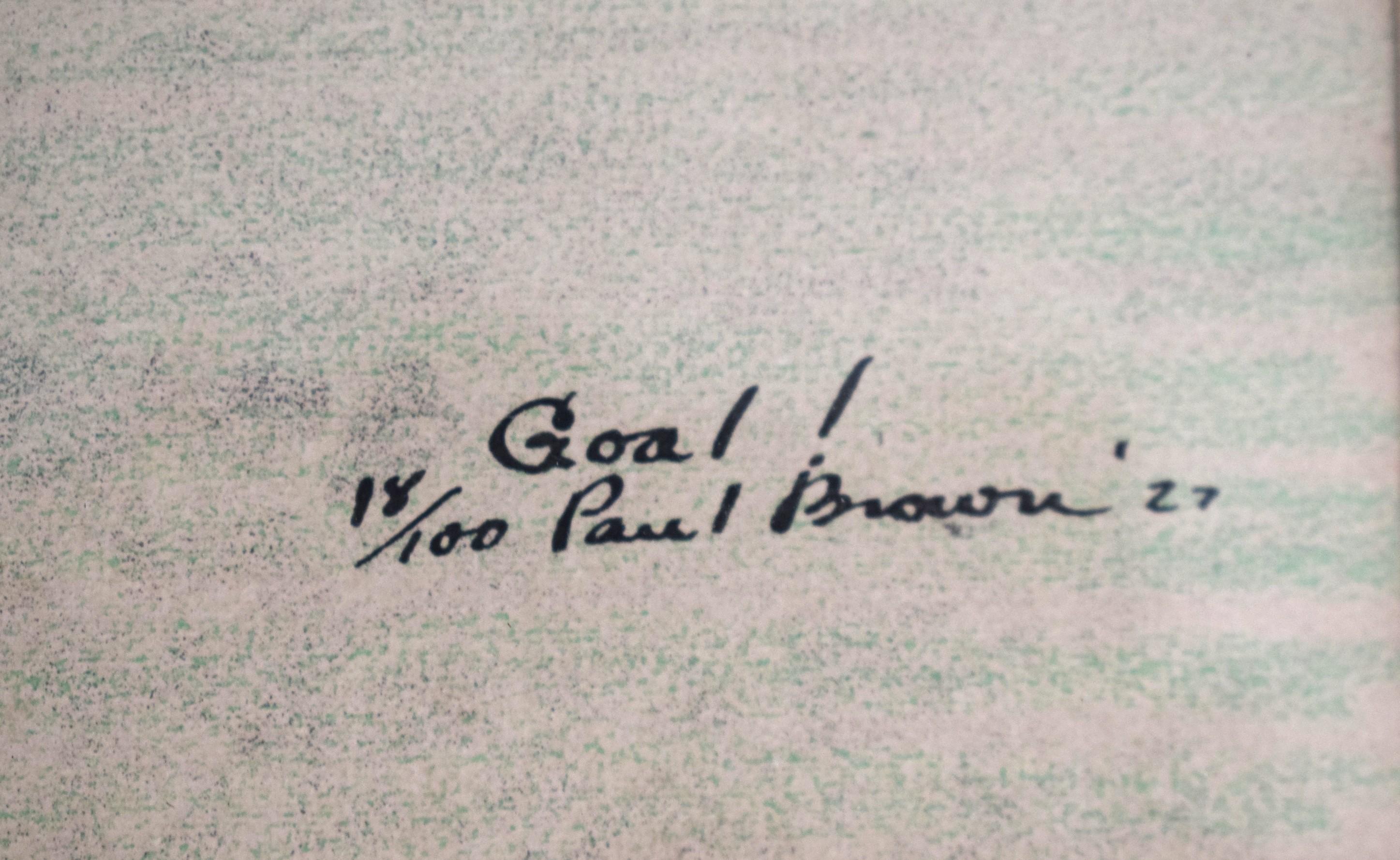 International Polo Goal! at Meadow Brook 1927 Conte Crayon Drawing by Paul Brown For Sale 1