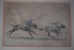Dening Hooks Hitchcock 1927 International Polo Match Conte Drawing by Paul Brown