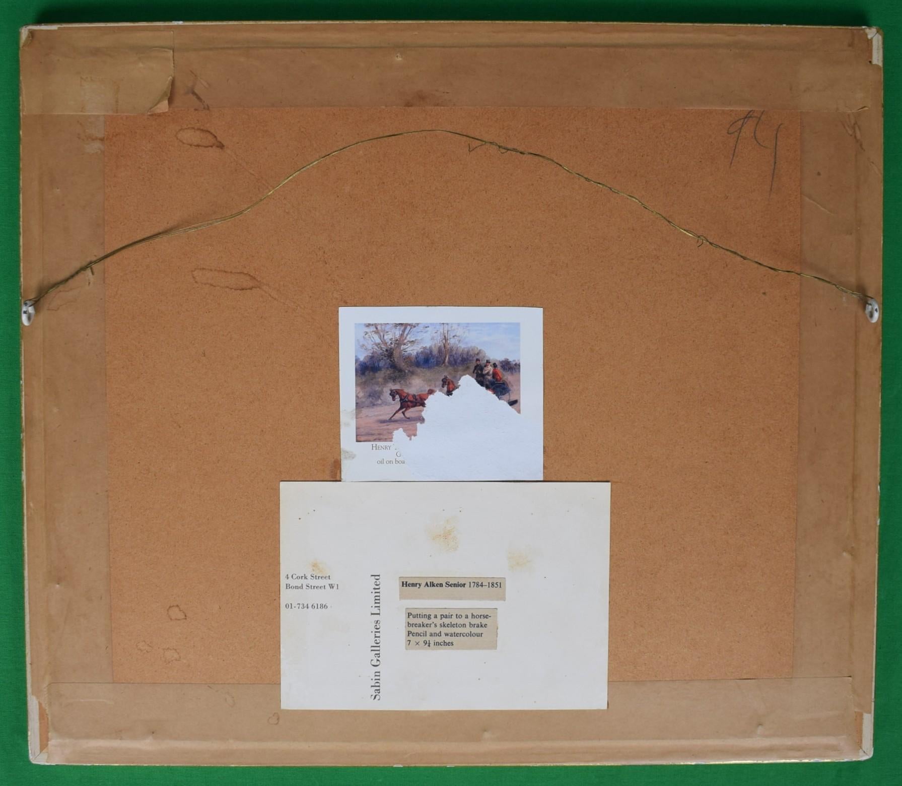 Poniendo un Par a un Freno de Esqueleto de Rompecaballos Siglo XVIII Acuarela de Henry T en venta 3