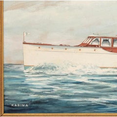 "Karina" Motor Yacht c1950s Gouache by John Austin Taylor (1918-2001) (SIGNED)