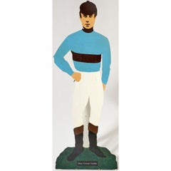 Blue Goose Stable Painted Wood Silhouette of a Jockey w/ Whitney Silks Collectio