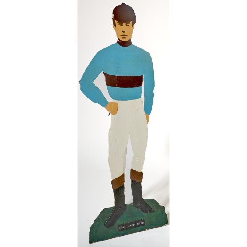 Blue Goose Stable Painted Wood Silhouette eines Jockey w / Whitney Silks Collectio im Angebot 1