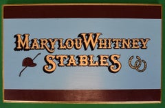 Marylou Whitney Stables Hand Gilt Painted Wood Plaque