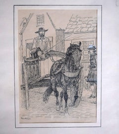 Paul Brown Pen & Ink Zeichnung der Godolphin Stute