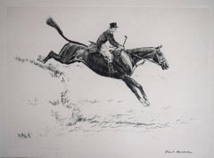 Paul Brown Fox-Hunter Clearing Brush Drypoint Etching Signed & Framed