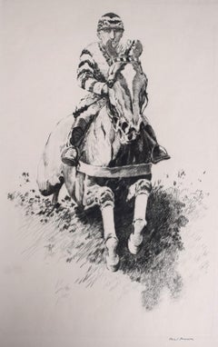 Paul Brown Steeplechase Drypoint Etching Signed & Framed