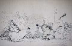 The Perfect Hunt Team 1931 Pen & Ink Drawing by Paul Brown