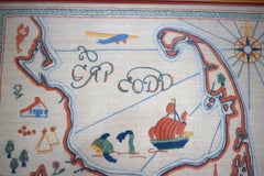 Cap Codd c1930s Crewel Embroidered Map