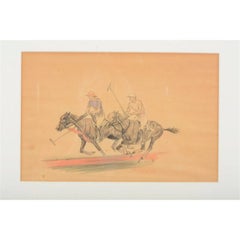 Paul Brown Pastel/ Charcoal "Drumming Fast" Polo Drawing (SIGNED LR)