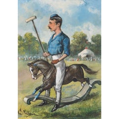 The Polo Player 1881 Watercolor by George Bridgman (American, 1865-1943) SIGNED