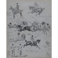 A Polo Cartoon 1895 Pen & Ink by Alfred Chantrey Corbould (1852-1920)