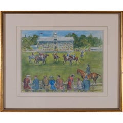 British Polo Match #2 Watercolour by Helen Anderson (British, 20th Century)
