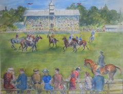 British Polo Match #2 Watercolour by Helen Anderson (British, 20th Century)