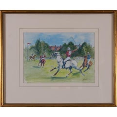 British Polo Match #3 Watercolour by Helen Anderson (British, 20th Century)