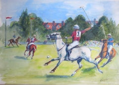 British Polo Match #3 Watercolour by Helen Anderson (British, 20th Century)