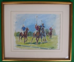 British Polo Match #6 Watercolour by Helen Anderson (British, 20th Century)