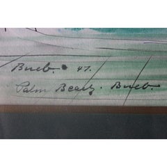 "Tropische Oase am Palmenstrand", Aquarell von Franz Bueb, ca. 1947