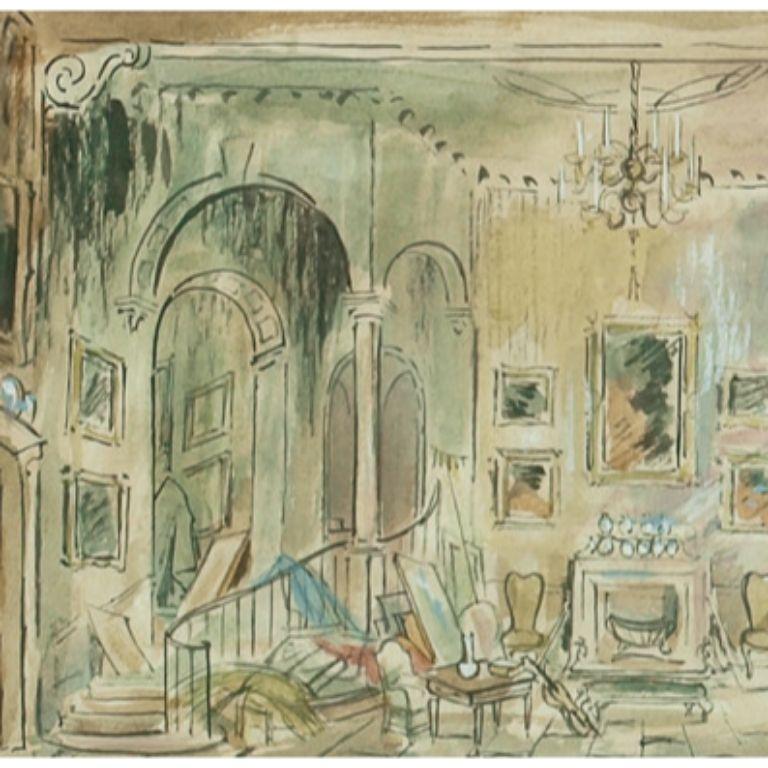 „Cecil Beaton, Aquarell-Theater-Set für Landschaft mit Figuren“, 1951 im Angebot 4