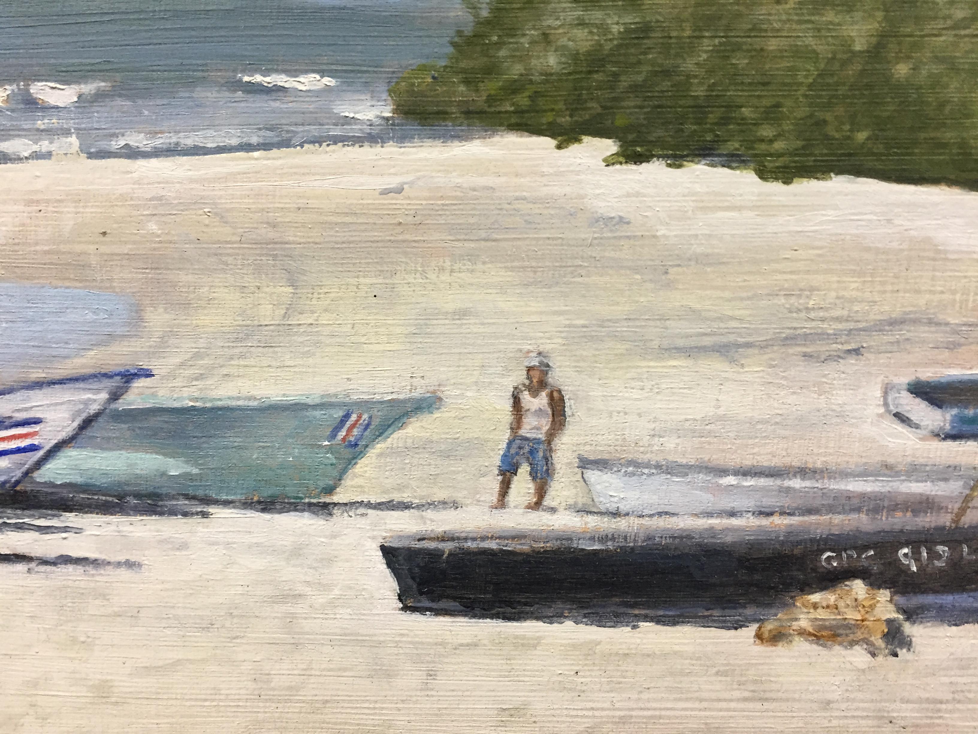 « Playa Pelada Costa Rica », 2010 Huile sur toile de F.A. Cushing - Gris Landscape Painting par Freddy Cushing