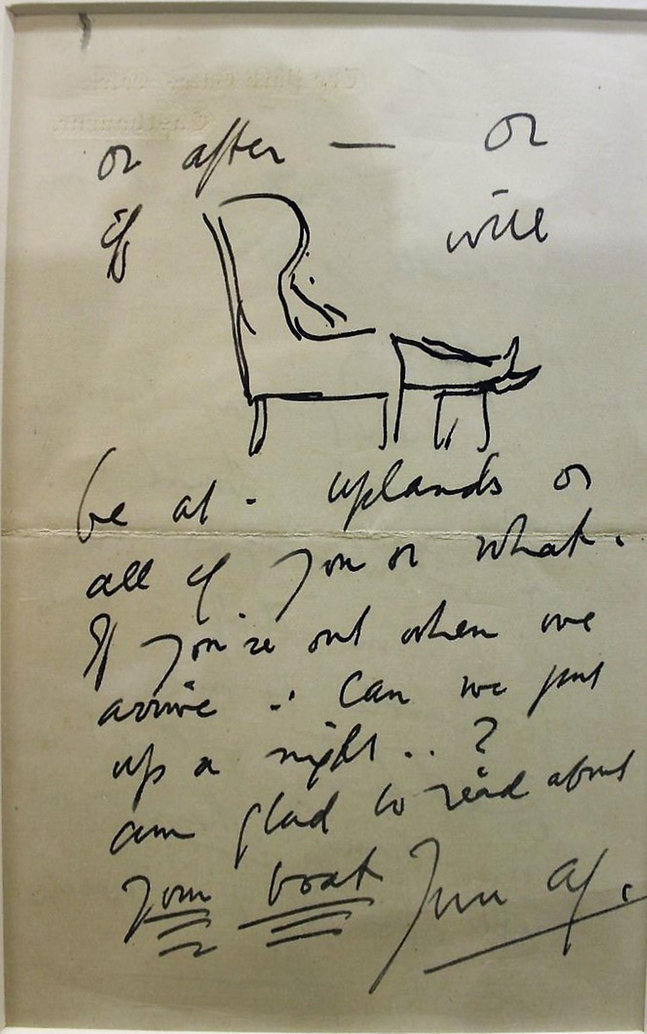 „Letter to Mrs. Adcock“ 1902 Bleistift- und Tuschezeichnung von Sir Alfred Munnings 2