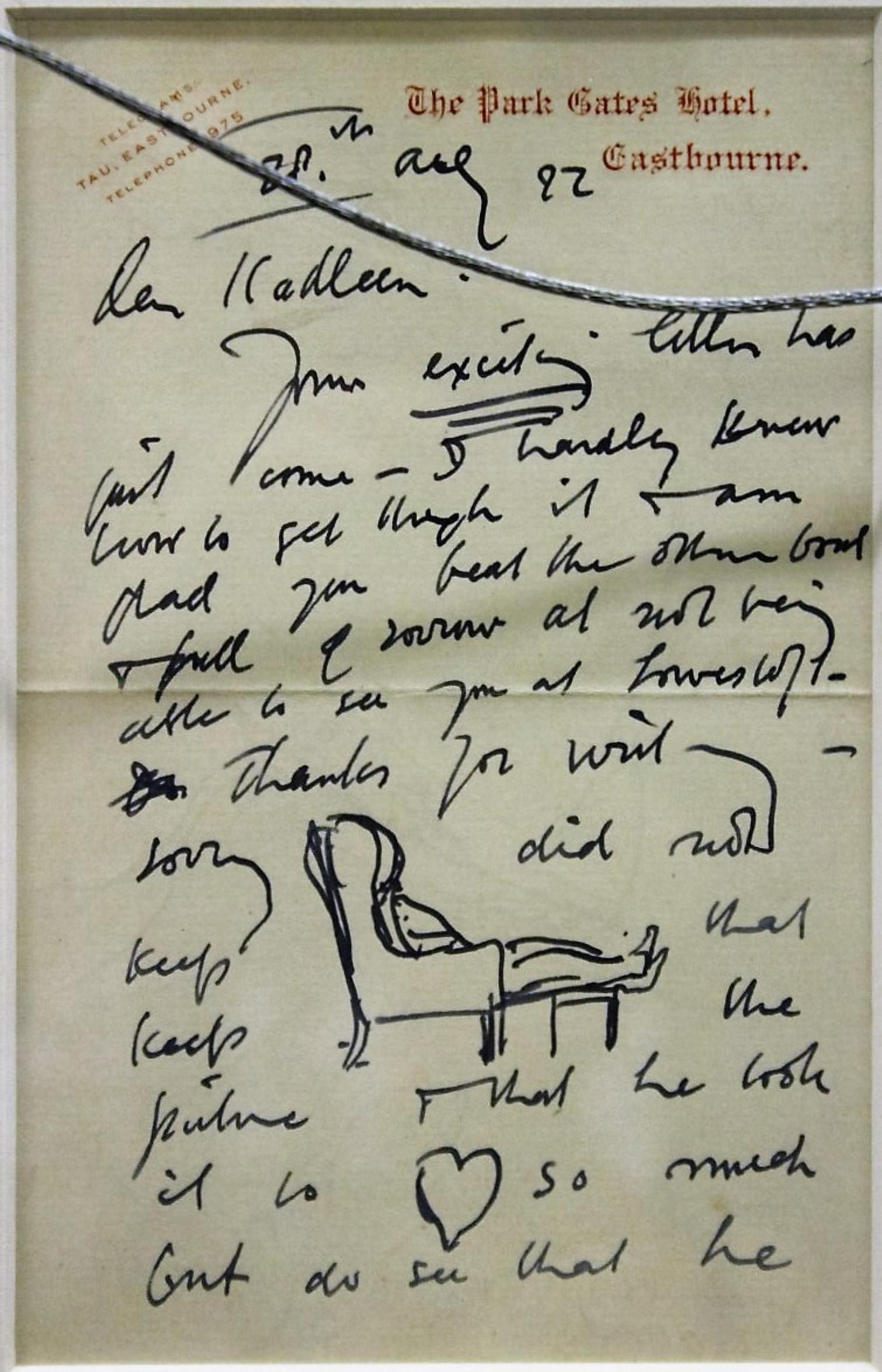 „Letter to Mrs. Adcock“ 1902 Bleistift- und Tuschezeichnung von Sir Alfred Munnings 4