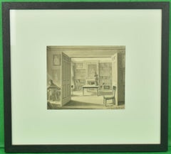 Apartment 33 Mount St Library Interior Pen & Ink circa 1805 by Edward Jones 