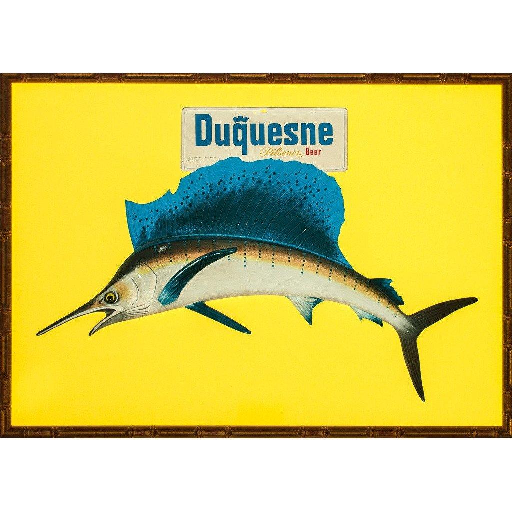 Sailfish Werbung c1964 Zeichen für Duquesne Pilsener Bier – Art von Unknown