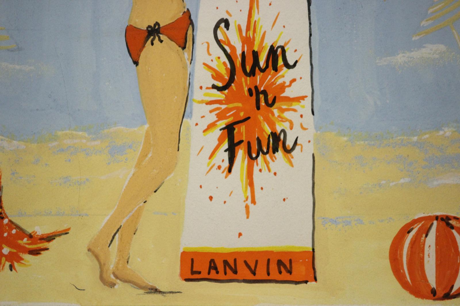 Original Lanvin Paris Advert-Kunstwerk „Fun 'n Sun“ von Alexander Warren Montel im Angebot 2