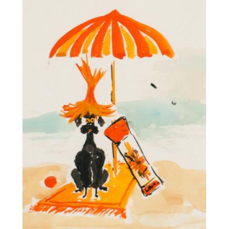 Lanvin of Paris Sun 'n Fun 1950's Watercolour For Sale 2