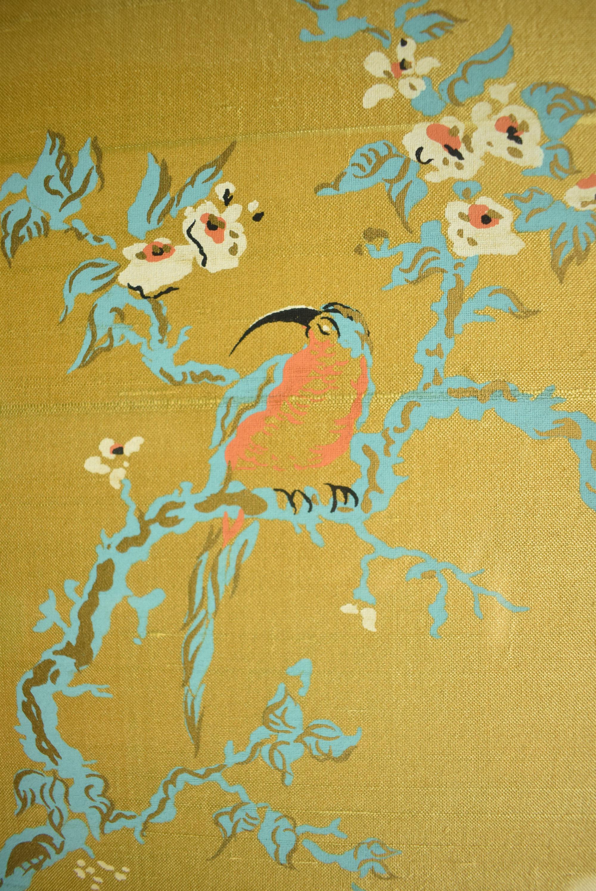 Chinese Botanical Silk Panel For Sale 2