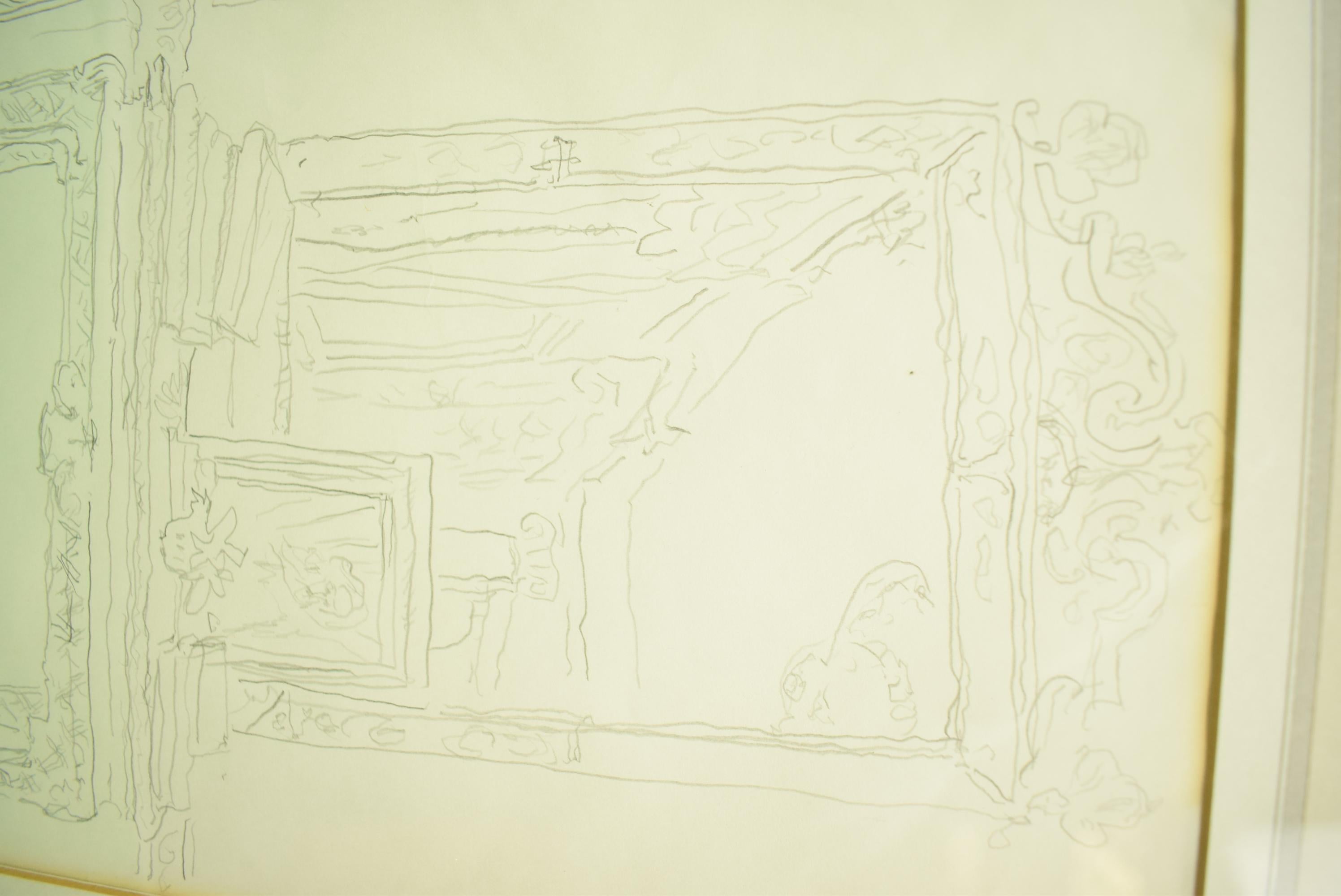Cecil Beaton Original Pencil Sketch of 'Table and Mirror' in Reddish House 3