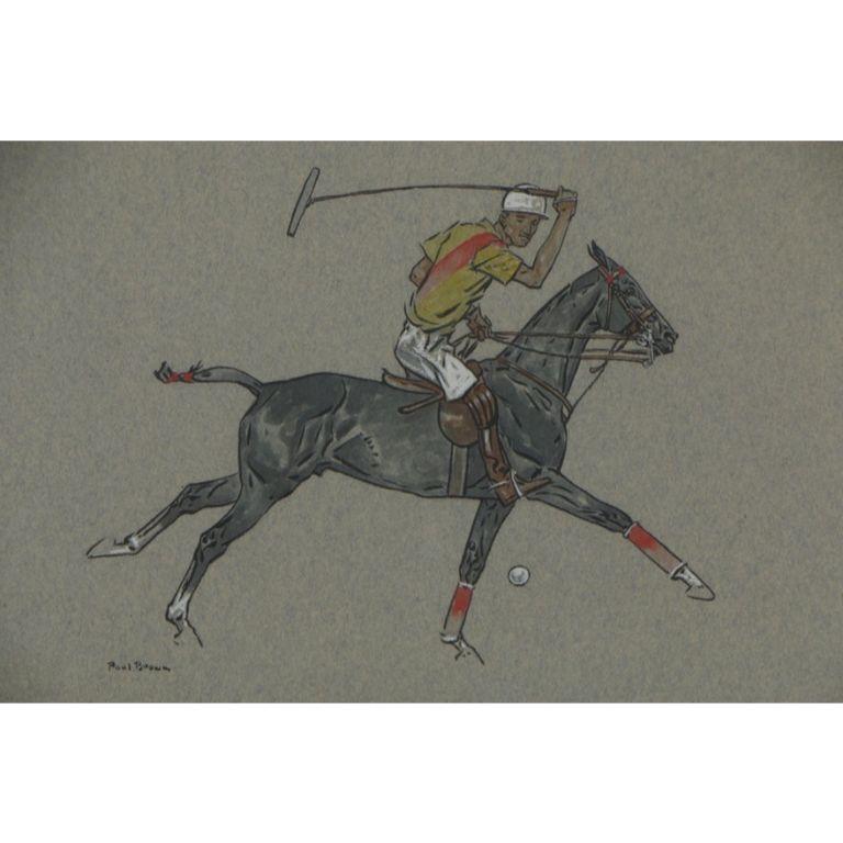 Paul Desmond Brown (American; 1893-1958)
Untitled (Polo player), early to mid 20th century
Gouache painting on paper
Signed to the lower left
Framer’s label to verso

Art Sz: 10