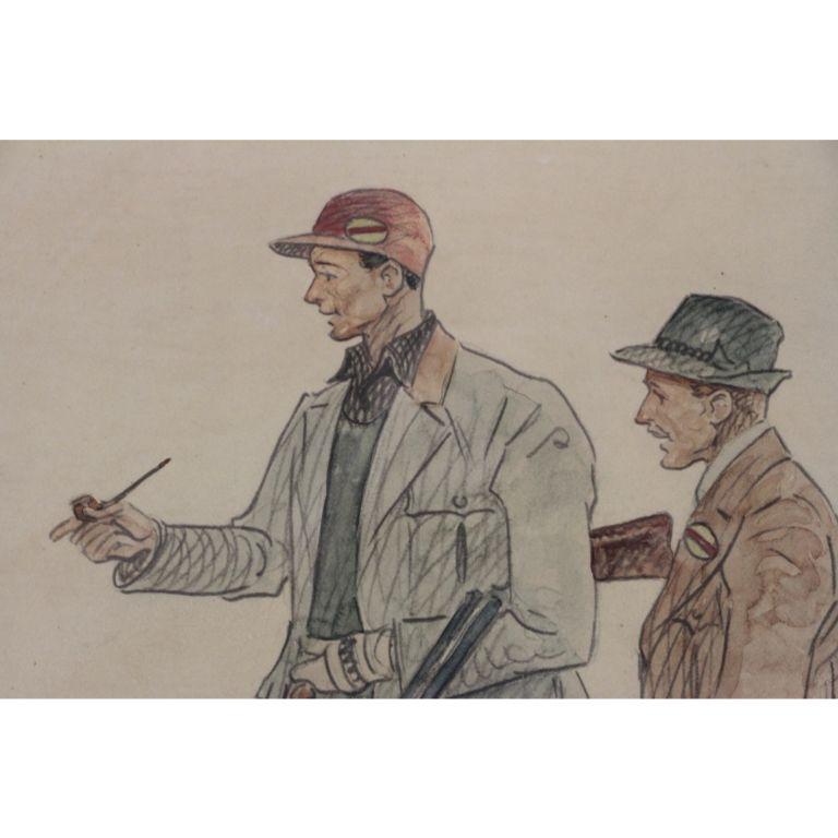 Hunters & Hound Watercolour & Ink on Paper 1937 by Paul Desmond Brown For Sale 5