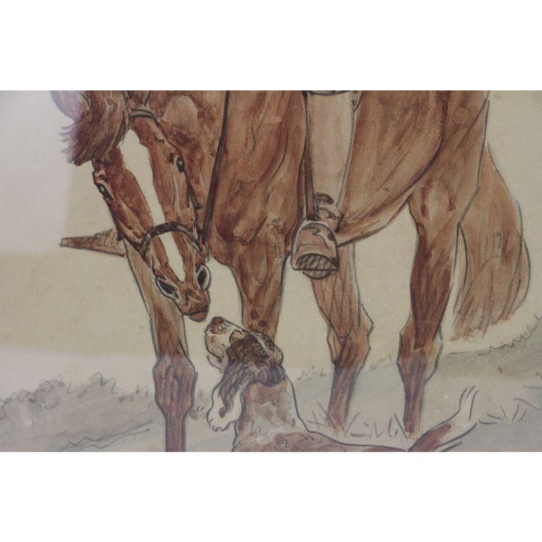 Hunters & Hound Watercolour & Ink on Paper 1937 by Paul Desmond Brown For Sale 6