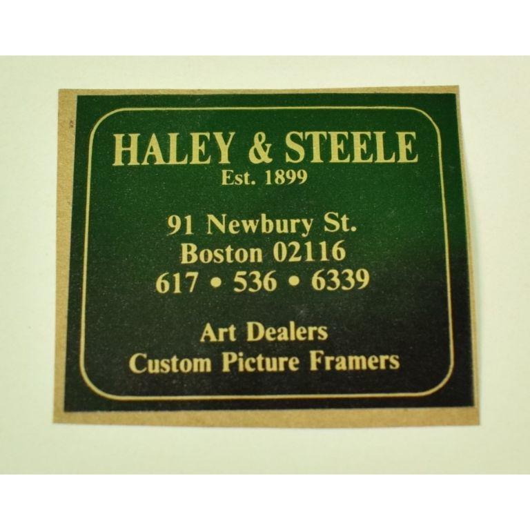 Verso w/ Haley & Steele Newbury Street Boston
 Burlwood Maple Frame w/ French Hand-Coloured Mat

Frame Sz 26.5