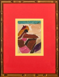 Seated Woman in Pink Bathing Suit by Reynaldo Luza (1893-1978)