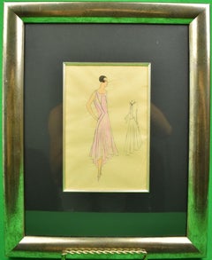 Lanvin of Paris c1920s Fashion Model Original Watercolour