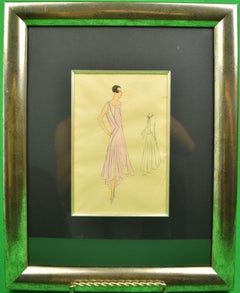 Lanvin von Paris ca. 1920er Jahre Modemodell Original-Aquarell-Modell