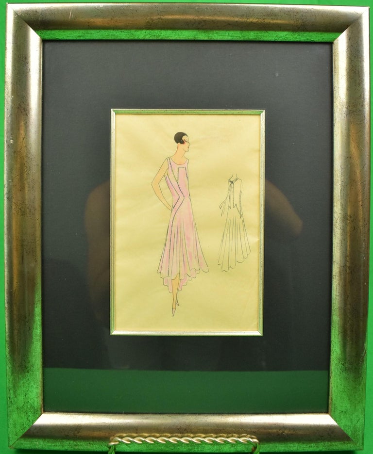 Unknown Figurative Art - Lanvin of Paris c1920s Fashion Model Original Watercolour