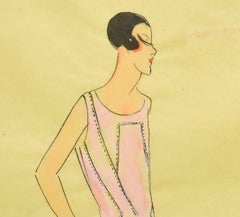 Lanvin of Paris c1920s Fashion Model Original Watercolour