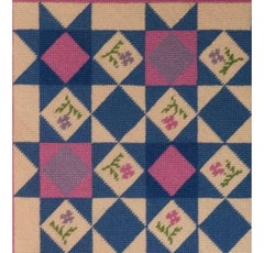 Custom Needlepoint Floral Geometric Framed Sampler