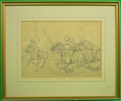 Polo Match Pencil Drawing by Kenneth Stevens MacIntire (1891-1979)
